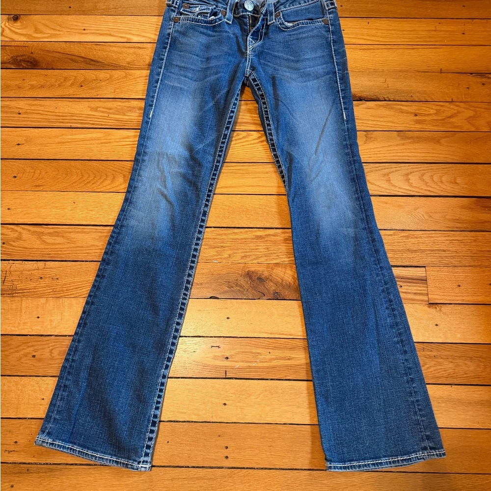 True Religion Women's Medium Blue Wide Leg Jeans
